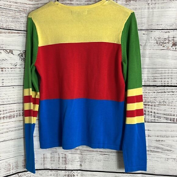 Folio New York sweater Womens size small color block crew Neck cotton Hong Kong - Picture 6 of 8